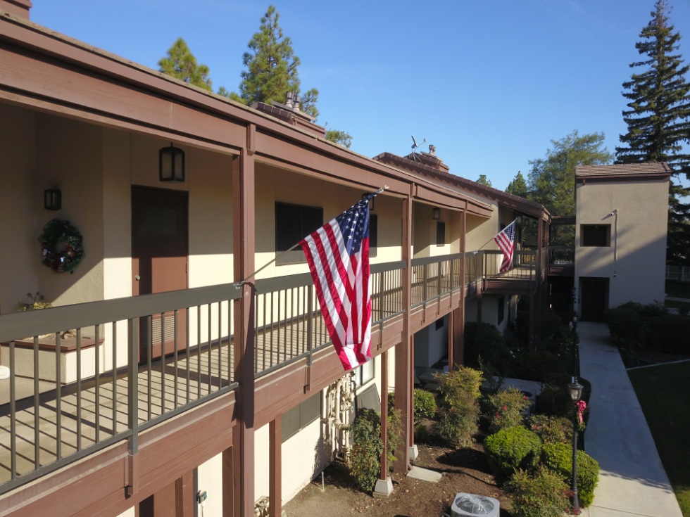 Second floor with with American Flag