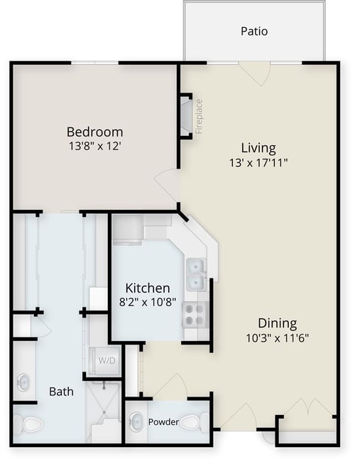 Floor plan of a one-bedroom apartment at Las Ventanas at Summerlin