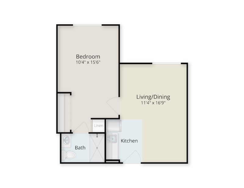 Yorkshire one-bedroom floor plan