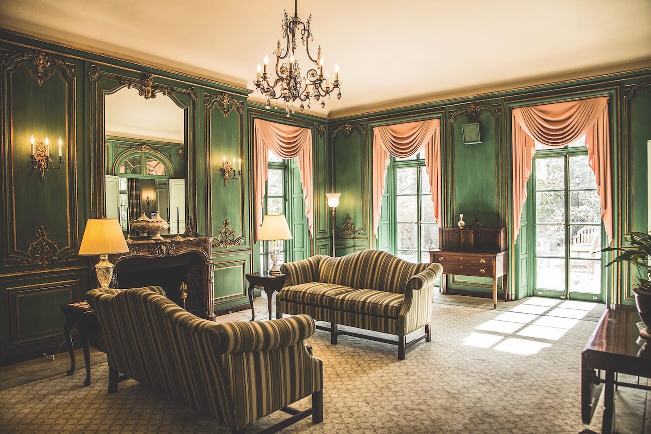 Green room at The Mansion at Rosemont