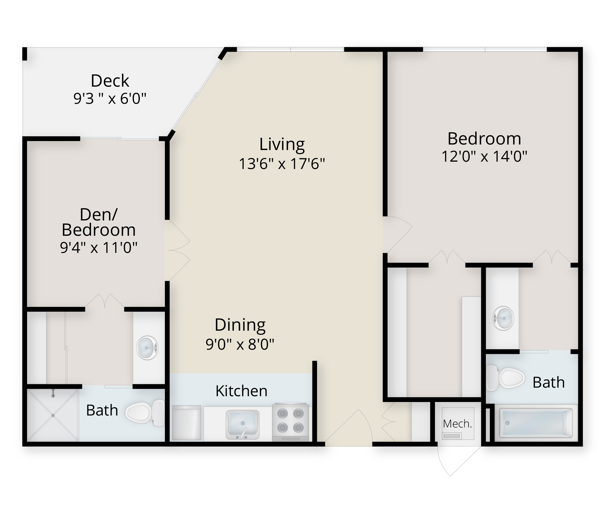 Regents Point independent living 2-bedroom floor plan