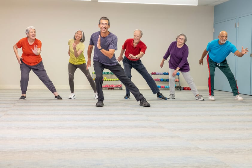 Group of seniors in a fitness class