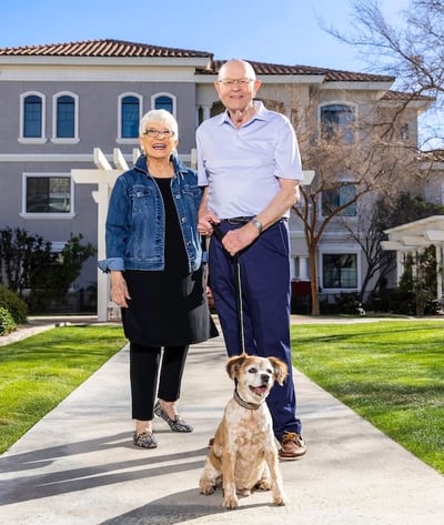 Bob and Bonnie posing with their dog