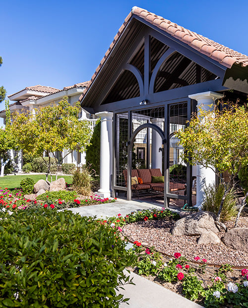 A gazebo in a beautiful garden at The Terraces of Phoenix