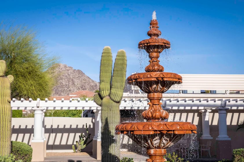 Outdoor water fountain and cactus at The Terraces of Phoenix