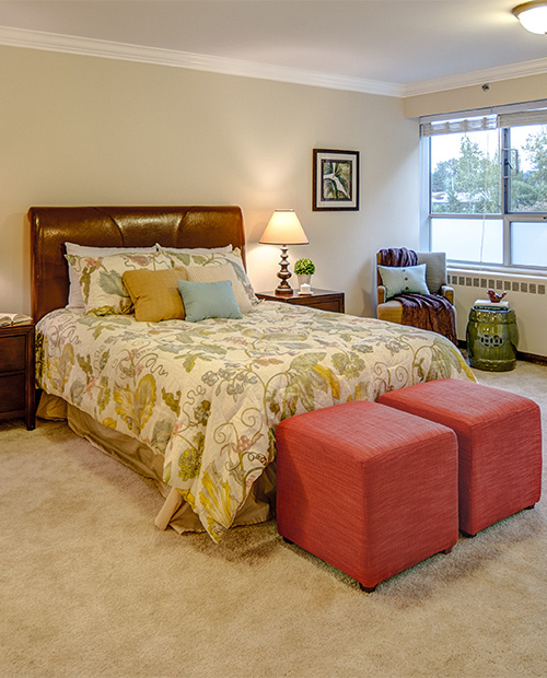 Bedroom interior of an apartment at Judson Park