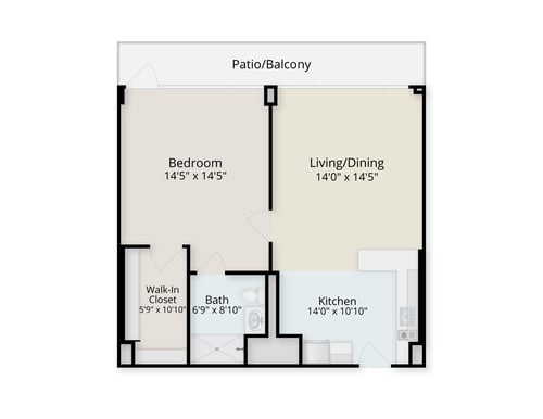 Floor plan of a one-bedroom apartment at Judson Park