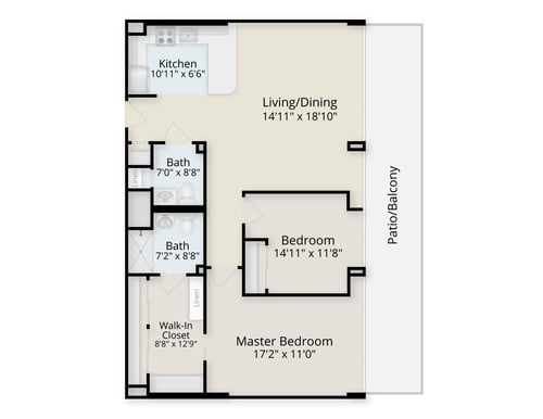 Floor plan of a two-bedroom apartment at Judson Park