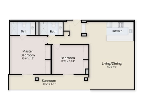Floor plan of a penthouse apartment at Piedmont Gardens
