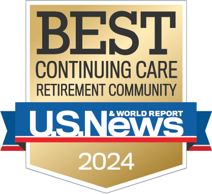 U.S. News & World Report badge for Best Continuing Care Retirement Community 2024