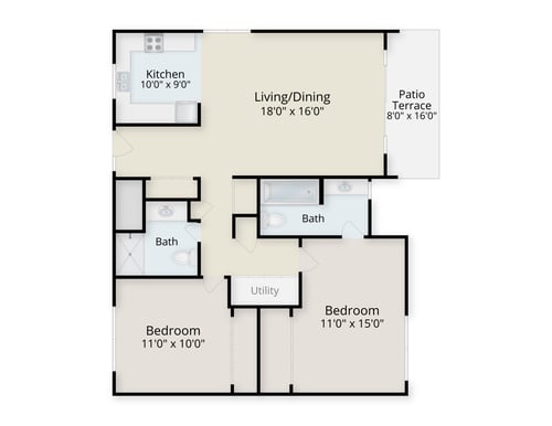 Floor plan of a garden apartment at Rosewood