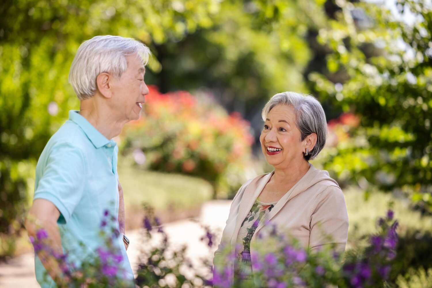 two people chatting outside