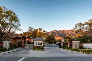 Entrance of Royal Oaks, a Life Plan Community in Bradbury, California