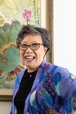 Smiling senior woman wearing glasses