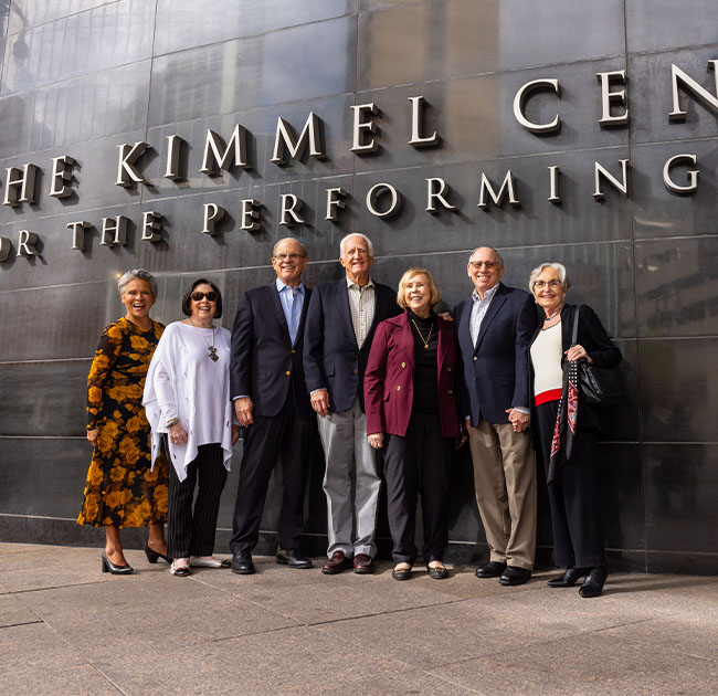 Group of seniors outside The Kimmel Center for the Performing Arts