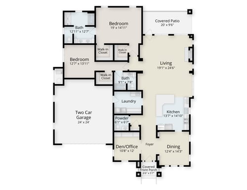 Floor plan of a single cottage at Rydal Park & Waters