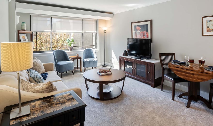 Living room of an apartment at Rydal Park & Waters