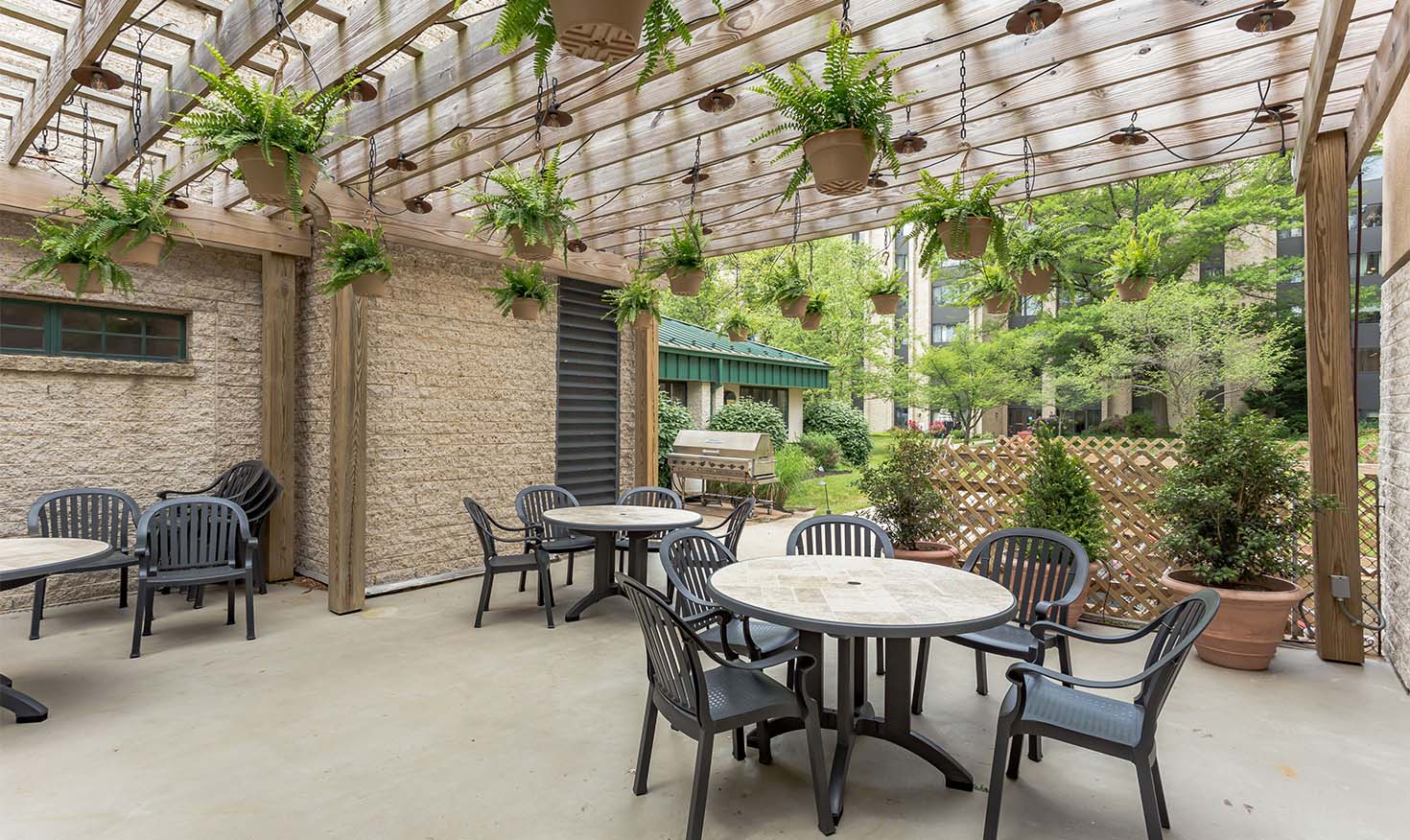 Outdoor covered patio at Rydal Park & Waters