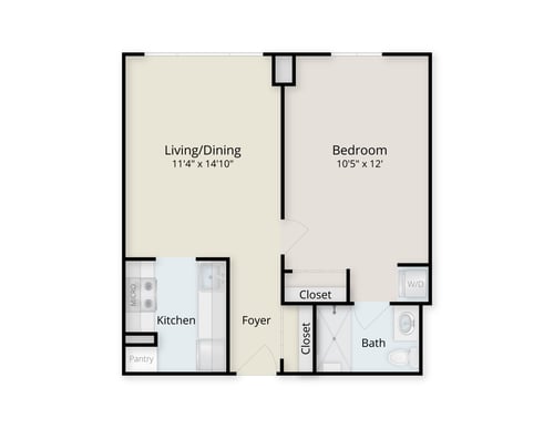 Floor plan of a one-bedroom apartment at Rydal Park & Waters 