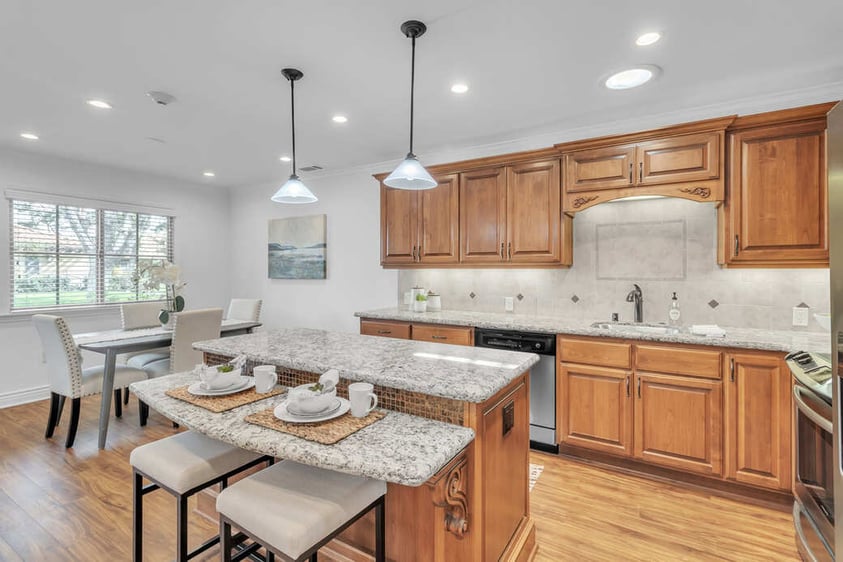 Kitchen and island area in cottage home