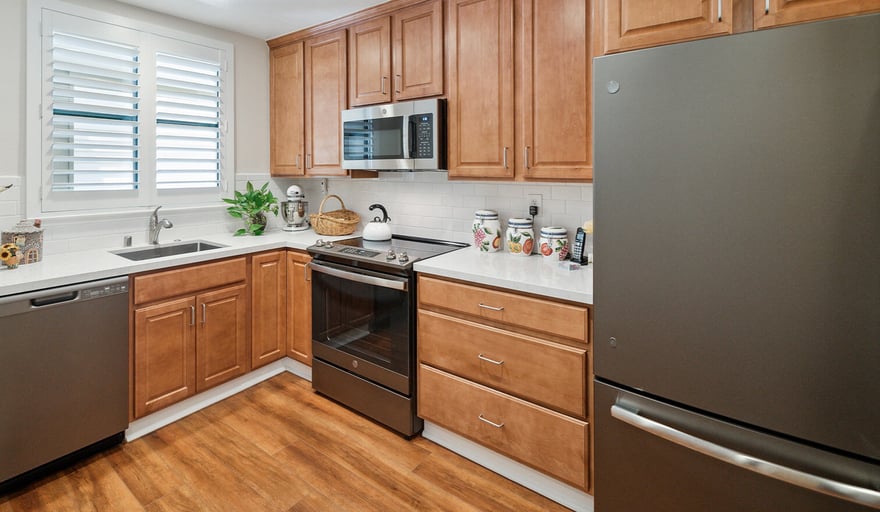 Kitchen of an apartment at The Terraces of Los Gatos