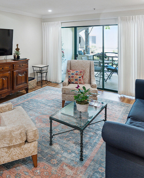 Living room of an apartment at The Terraces of Los Gatos