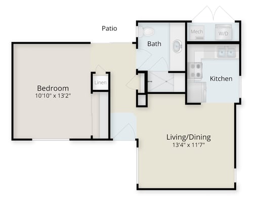 Floor plan of The Galleria, a one-bedroom home at Valle Verde