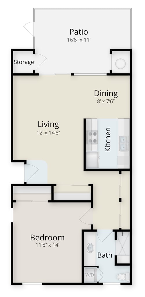Floor plan of Hollister, a one-bedroom home at Valle Verde
