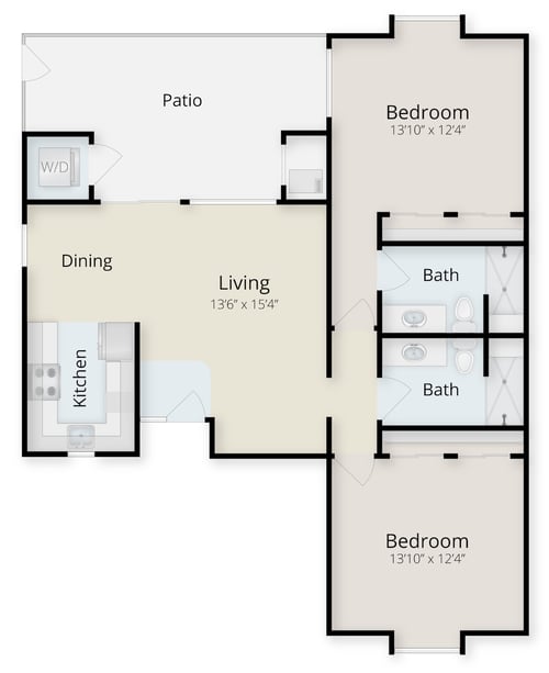 Floor plan of Orchard, a two-bedroom home at Valle Verde