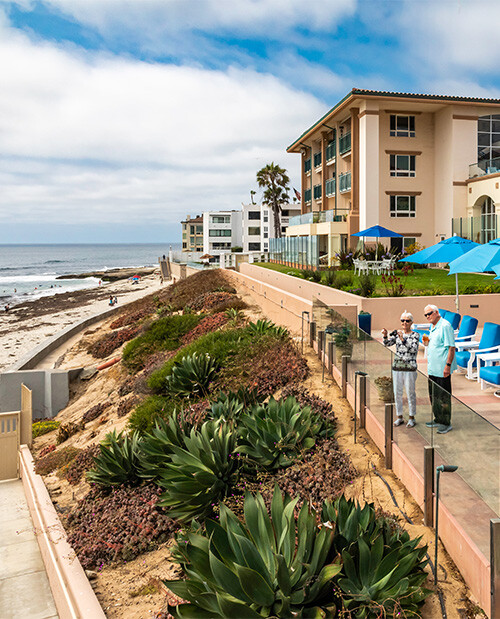 Exterior view of White Sands La Jolla overlooking the beach