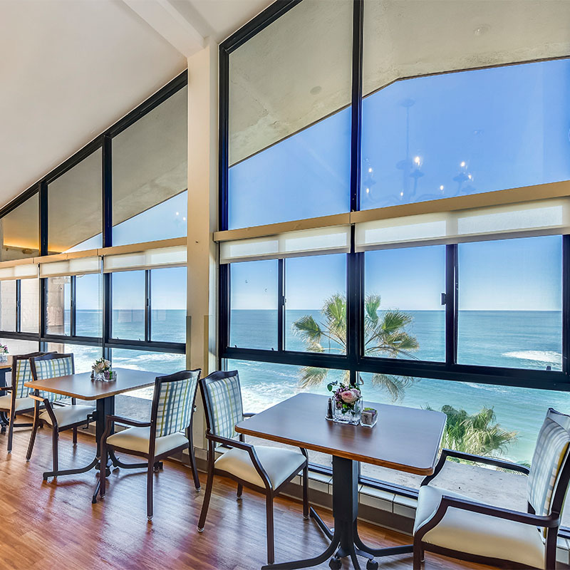dining tables with water views