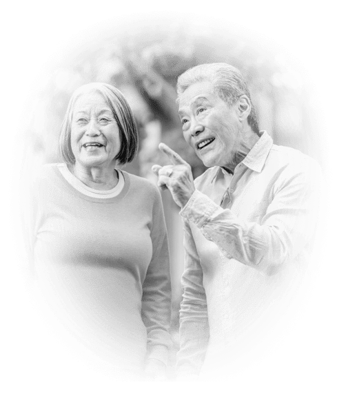 Senior couple standing outside