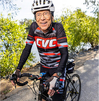 Senior man on a bike