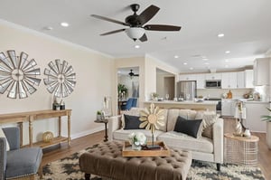 Open concept living room and kitchen in a Plymouth Village home