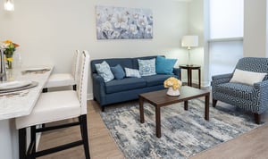 Modern interior of an apartment living room at Spring Mill Pointe