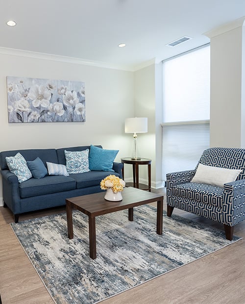 Modern interior of a living room in a Spring Mill Pointe apartment