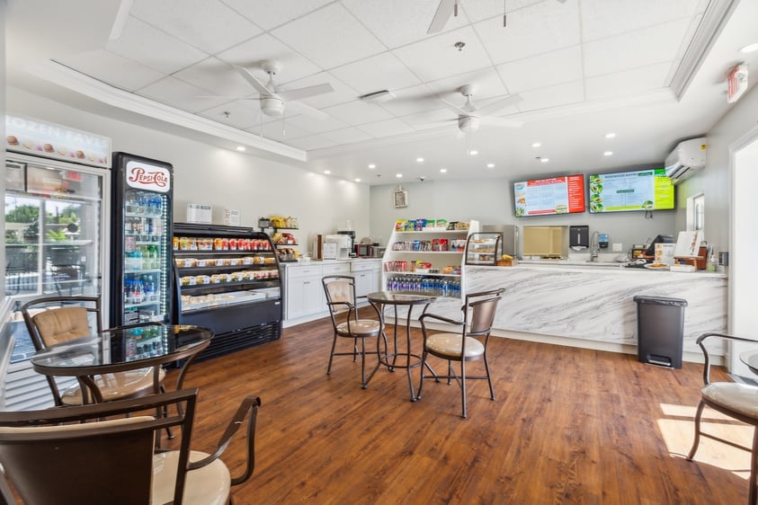 Redwood Terrace common space kitchen and dining area