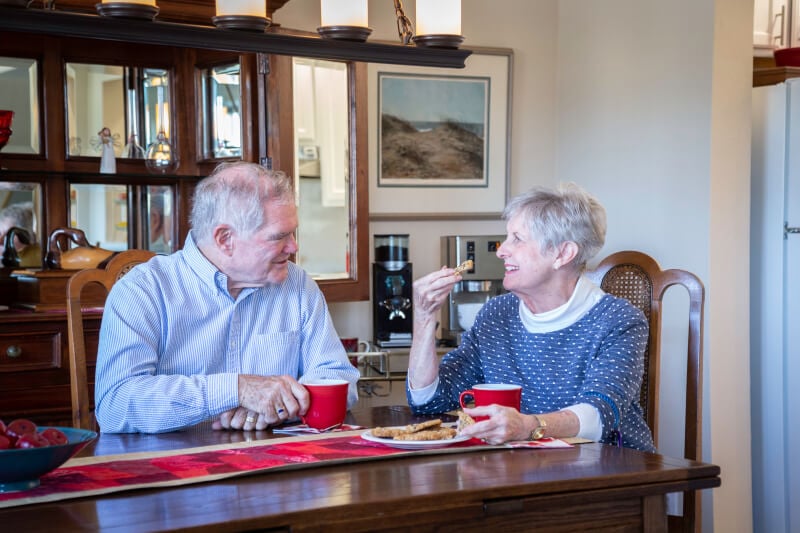 couple having coffee in their home