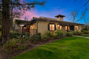 Exterior of Cottage home at night