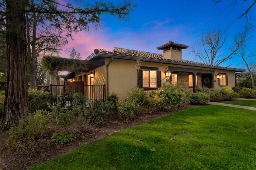 Exterior of Cottage home at night