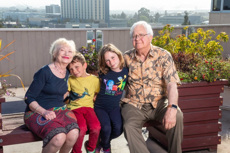 wine and hills couple with 2 grandkids