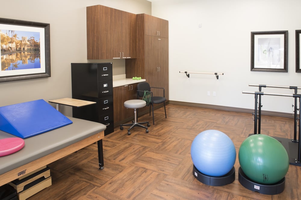exercise room with exercise balls