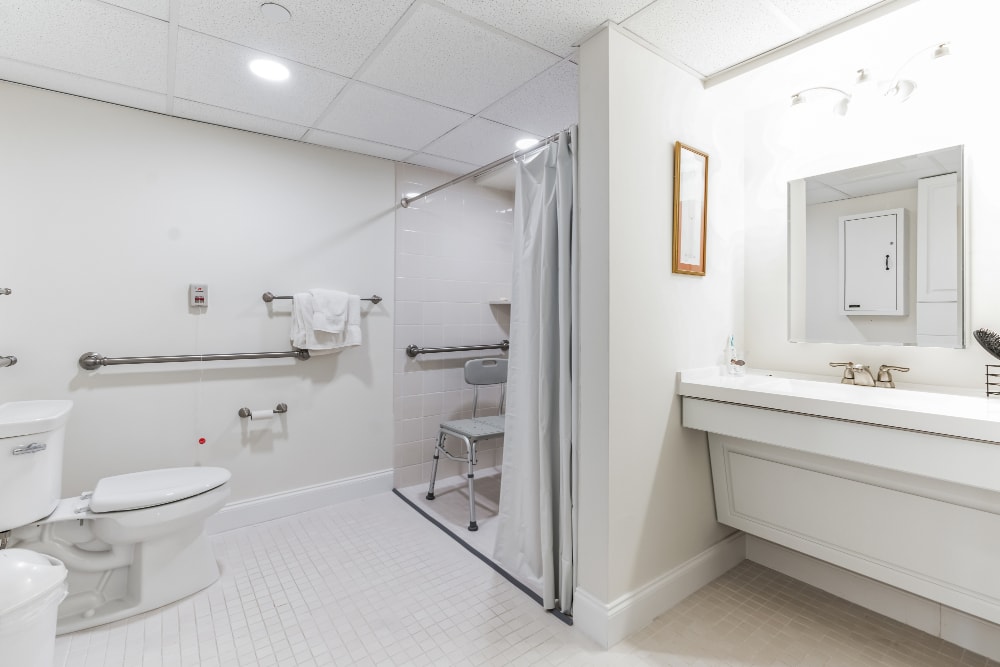 Bathroom with step-in shower