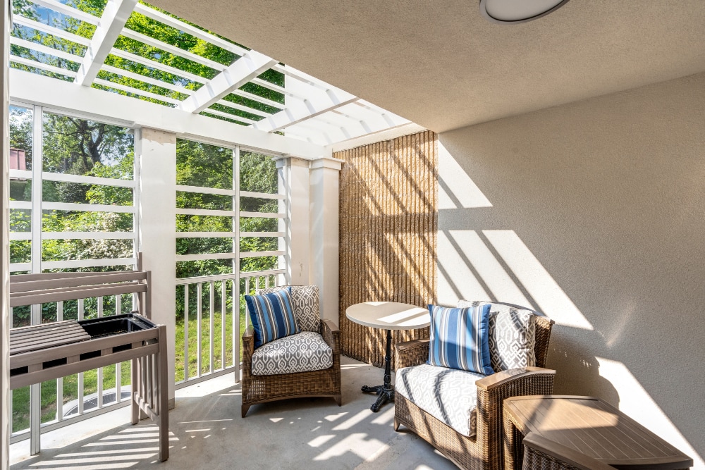 Patio with wicker furniture