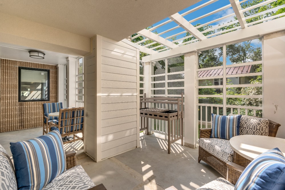 Outdoor deck with seating area