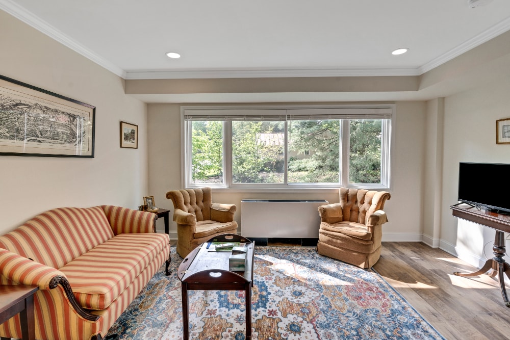 Seating area with a television