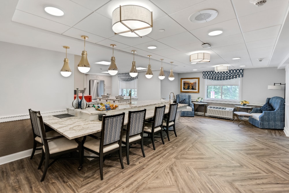 Dining area with a long dining table