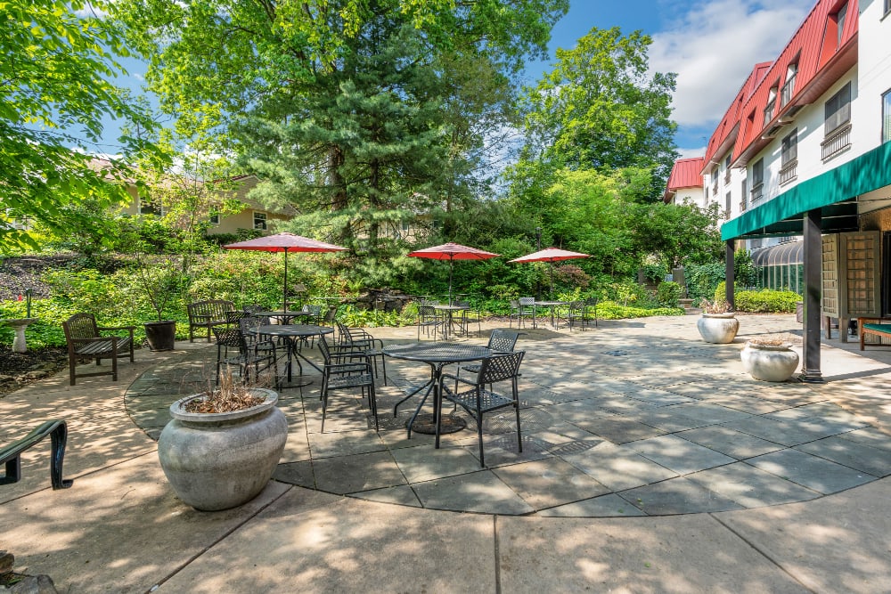 Outdoor patio with seating