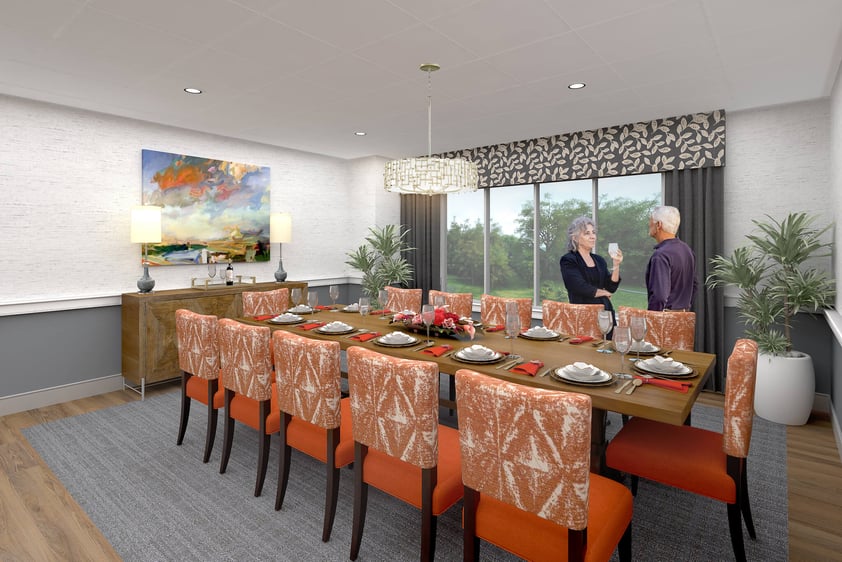 Rendering of the first floor private dining room at Rydal Park Parkside 