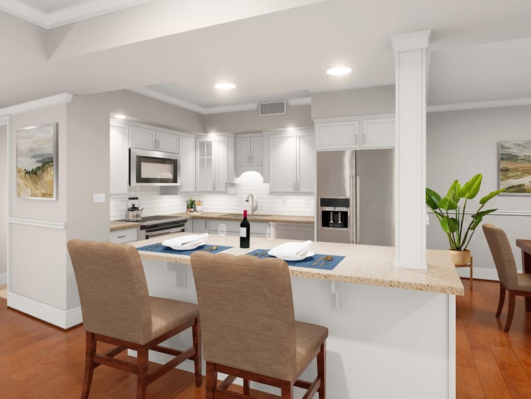 Rendering of an apartment kitchen at Rydal Park Parkside